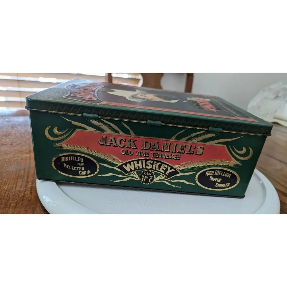 Vtg Jack Daniel's Old Time - Hand Made Tennessee Whiskey Tin Container